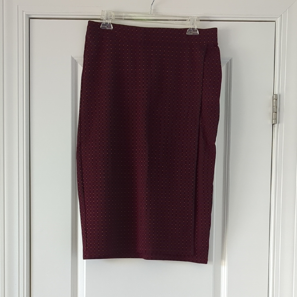 Liz Claiborne - Faux Wrap Burgundy Pencil Skirt
